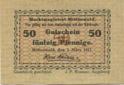 Mittenwald - Markt - 3.3.1917 - 50 Pfennig