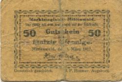 Mittenwald - Markt - 3.3.1917 - 50 Pfennig