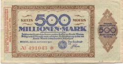 Moers - Kreis - 22.9.1923 - 1.4.1924 - 500 Millionen Mark