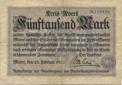 Moers - Kreis - 15.2.1923 - 5000 Mark