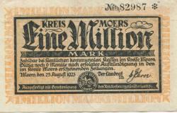 Moers - Kreis - 25.8.1923 - 1 Million Mark 