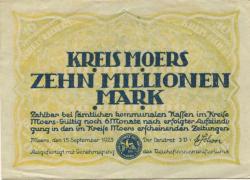 Moers - Kreis - 15.9.1923 - 10 Millionen Mark