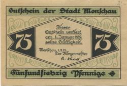 Monschau - Stadt - 1.7.1921 - 1.1.1922 - 75 Pfennig