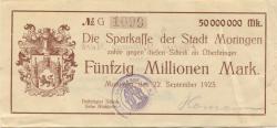 Moringen - Stadt - 22.9.1923 - 50 Millionen Mark