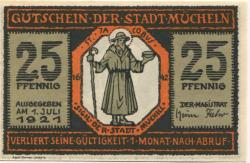 Mücheln - Stadt - 1.7.1921 - 25 Pfennig