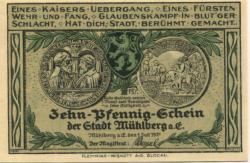 Mühlberg - Stadt - 1.7.1921 - 10 Pfennig