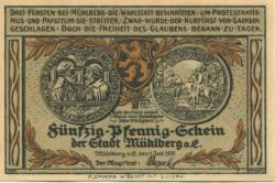 Mühlberg - Stadt - 1.7.1921 - 50 Pfennig