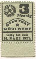 Mühldorf - Stadt - - 31.3.1921 - 3 Pfennig
