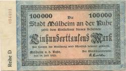 Mülheim - Stadt - 14.7.1923 - 100000 Mark