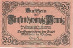 Müllheim - Stadt -  - 31.12.1918 - 25 Pfennig 