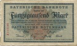 München - Bayerische Notenbank - 15.3.1923 - ab 15.9.1923 - 50000 Mark