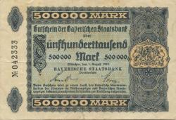 München - Bayerische Staatsbank - 1.8.1923 - 500000 Mark 