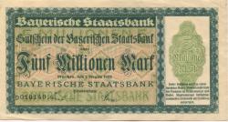 München - Bayerische Staatsbank - 1.8.1923 - 5 Millionen Mark