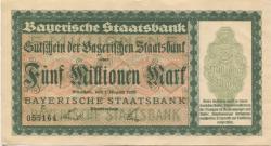 München - Bayerische Staatsbank - 1.8.1923 - 5 Millionen Mark