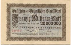 München - Bayerische Staatsbank - 1.8.1923 - 20 Millionen Mark