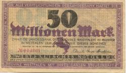 Münster - Landesbank der Provinz Westfalen - 20.9.1923 - 50 Millionen Mark