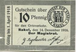 Nakel (heute: PL-Naklo nad Notecia) - Stadt - 14.12.1916 - 1.4.1918 - 10 Pfennig 