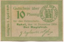 Nakel (heute: PL-Naklo nad Notecia) - Stadt - 14.12.1916 - 1.4.1919 - 10 Pfennig 