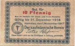 Namslau (heute: PL-Namyslow) - Kaufmännischer Verein - 1.11.1917 - 10 Pfennig 