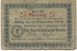 Namslau (heute: PL-Namyslow) - Kaufmännischer Verein - 1.10.1918 - 31.12.1919 - 25 Pfennig 