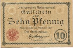 Neckargemünd - Stadt - 1.10.1917 - 10 Pfennig