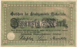 Neckarsulm - Stadt - 15.11.1918 - 31.1.1919 - 20 Mark