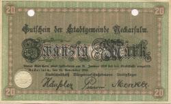 Neckarsulm - Stadt - 15.11.1918 - 31.1.1919 - 20 Mark