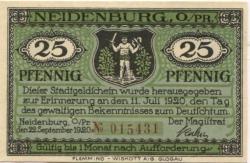 Neidenburg (heute: PL-Nidzica) - Stadt - 22.9.1920 - 25 Pfennig