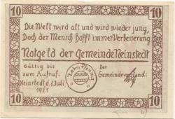 Neinstedt (heute: Thale) - Gemeinde - 1.7.1921 - 10 Pfennig