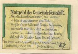 Neinstedt (heute: Thale) - Gemeinde - September 1921 - 50 Pfennig