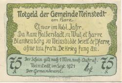 Neinstedt (heute: Thale) - Gemeinde - September 1921 - 75 Pfennig
