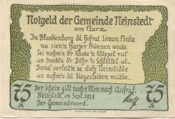 Neinstedt (heute: Thale) - Gemeinde - September 1921 - 75 Pfennig