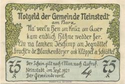 Neinstedt (heute: Thale) - Gemeinde - September 1921 - 75 Pfennig