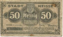 Neiße (heute: PL-Nysa) - Stadt - 1919 - 50 Pfennig
