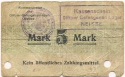 Neiße (heute: PL-Nysa) - Offizier-Gefangenenlager - (- September 1917) - 5 Mark