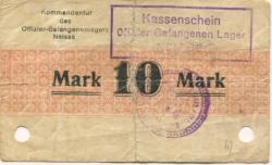 Neiße (heute: PL-Nysa) - Offizier-Gefangenenlager - (- September 1917) - 10 Mark
