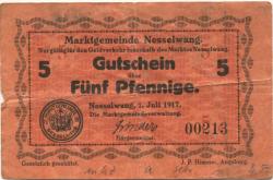 Nesselwang - Marktgemeinde - 1.7.1917 - 5 Pfennig