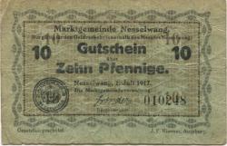 Nesselwang - Marktgemeinde - 1.7.1917 - 10 Pfennig 