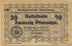 Nesselwang - Marktgemeinde - 1.7.1917 - 20 Pfennig