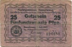 Nesselwang - Marktgemeinde - 1.7.1917 - 25 Pfennig