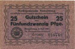 Nesselwang - Marktgemeinde - 1.7.1917 - 25 Pfennig