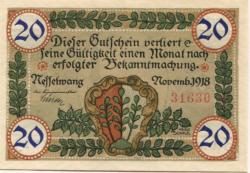 Nesselwang - Marktgemeinde - November 1918 - 20 Pfennig