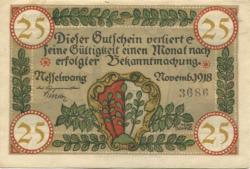 Nesselwang - Marktgemeinde - November 1918 - 25 Pfennig