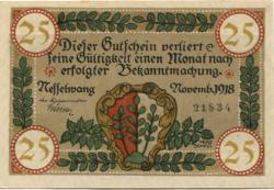 Nesselwang - Marktgemeinde - November 1918 - 25 Pfennig