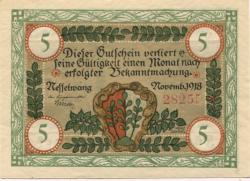 Nesselwang - Marktgemeinde - November 1918 - 5 Mark