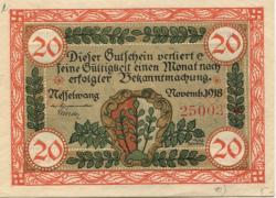 Nesselwang - Marktgemeinde - November 1918 - 20 Mark