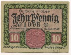 Netzschkau - Stadt - - 31.12.1921 - 10 Pfennig