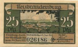 Neubrandenburg - Stadt - 2.7.1921 - 30.6.1922 - 25 Pfennig