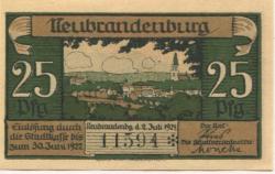 Neubrandenburg - Stadt - 2.7.1921 - 30.6.1922 - 25 Pfennig