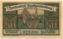 Neubrandenburg - Stadt - 2.7.1921 - 30.6.1922 - 50 Pfennig